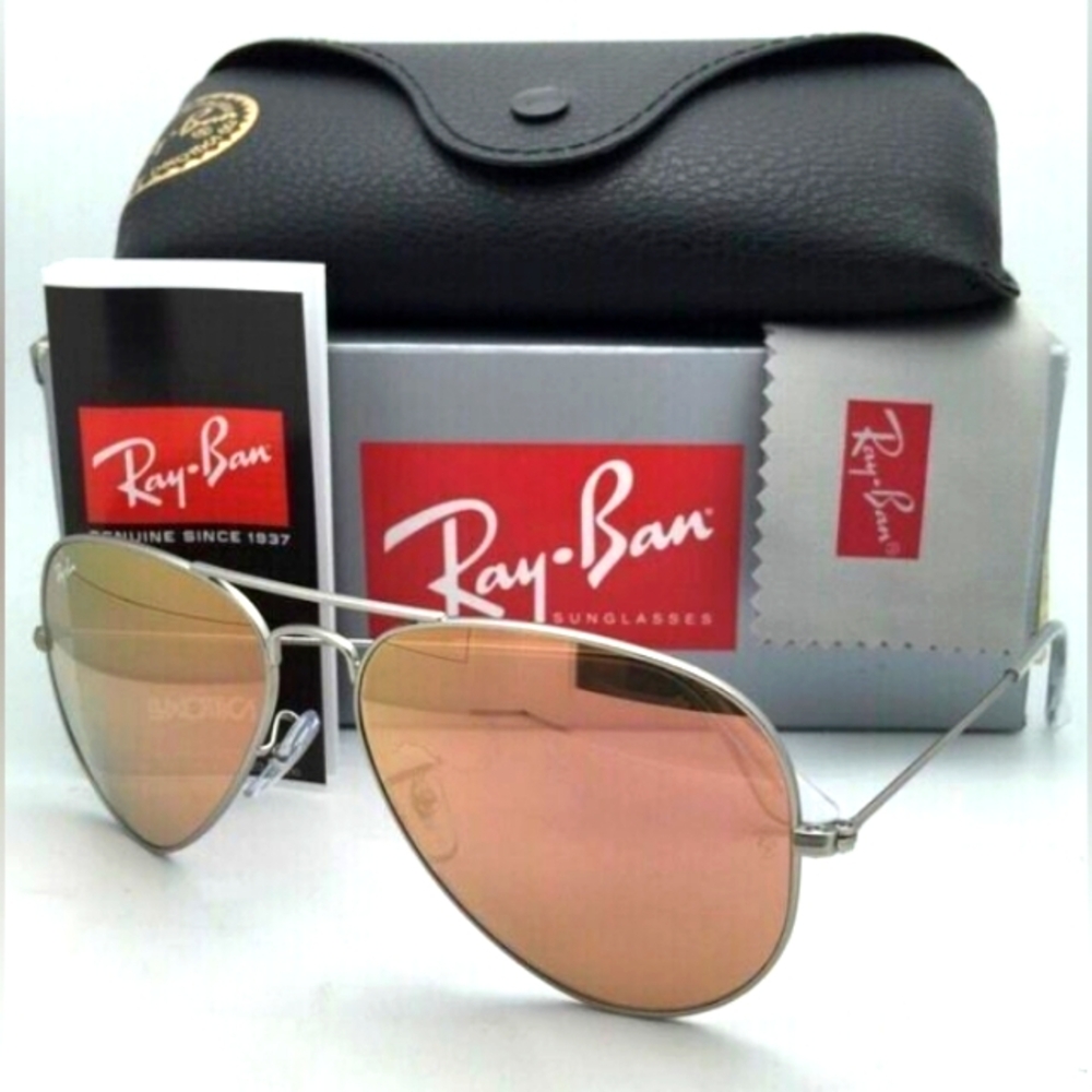 LIKE NEW Ray-Ban Pink Mirror Flash Aviator RB3025 Sunglasses Men and Women - Picture 9 of 16